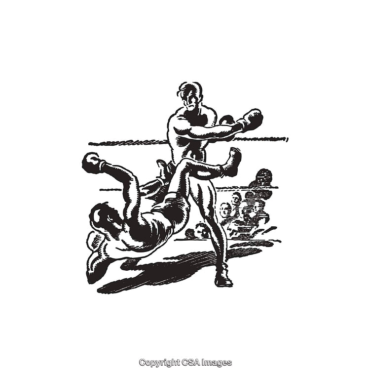Vintage Boxing Scene Showing Fighters in Action During a Match