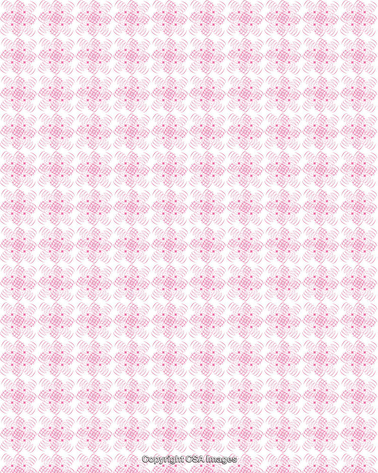 Intricate Pink Line Pattern Repeating Against a White Background