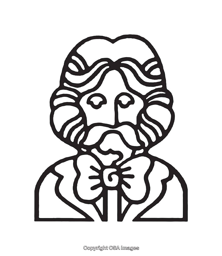 Black And White Line Art Portrait of a Bearded Gentleman