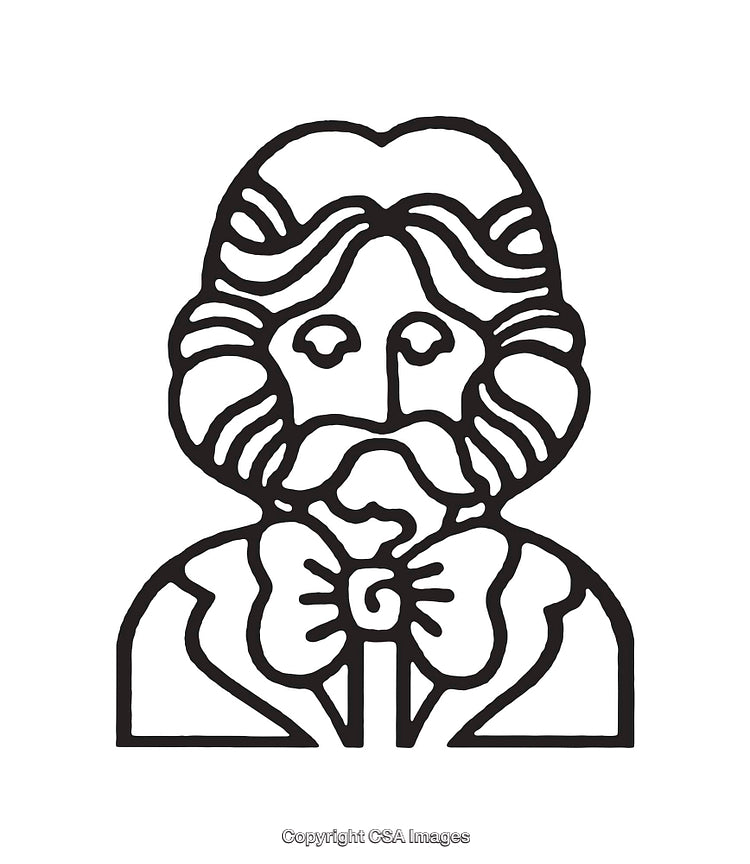 Black And White Line Art Portrait of a Bearded Gentleman