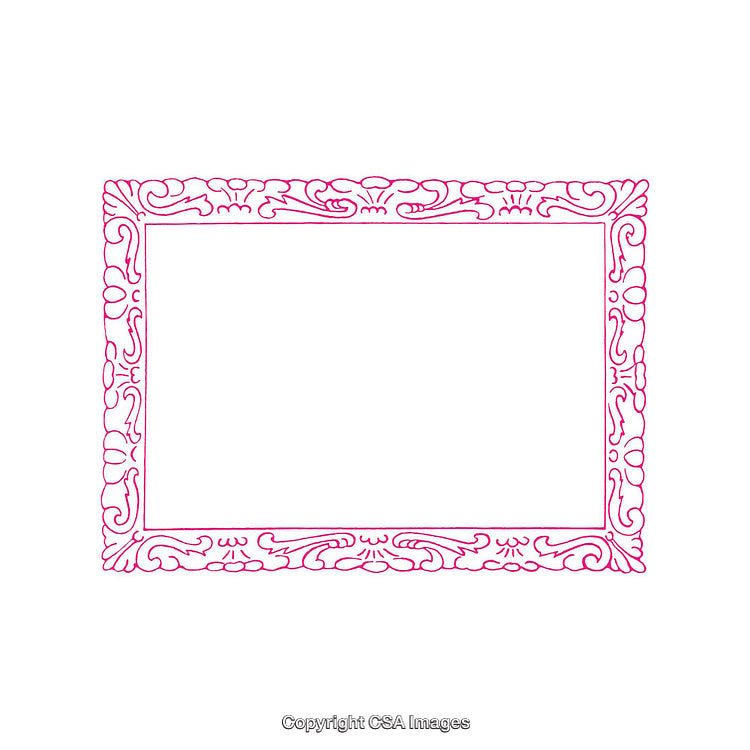 Elegant Ornamental Pink Frame with Detailed Scrollwork on White Background