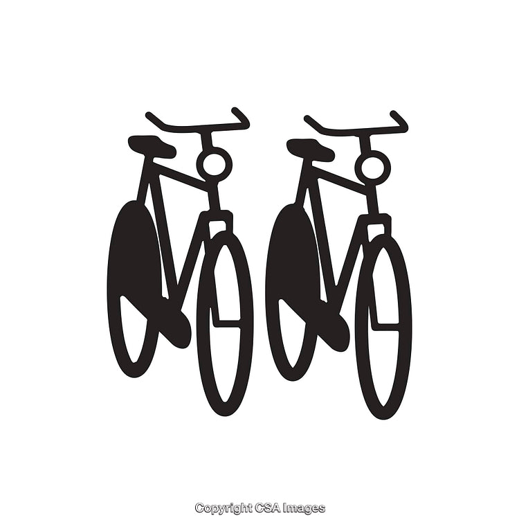Two Stylized Black Bicycle Icons on a White Background