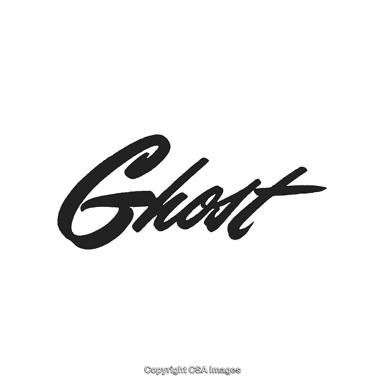 Stylish Black Cursive Ghost Logo Design on a Plain White Background