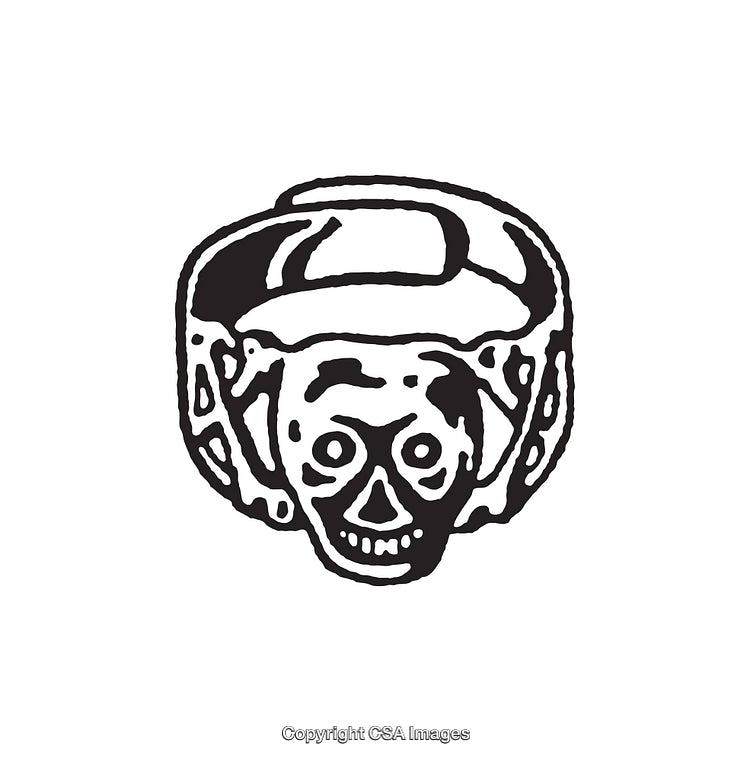 Line Art Illustration of a Skull Ring with Intricate Design Details