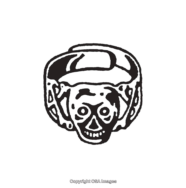 Line Art Illustration of a Skull Ring with Intricate Design Details