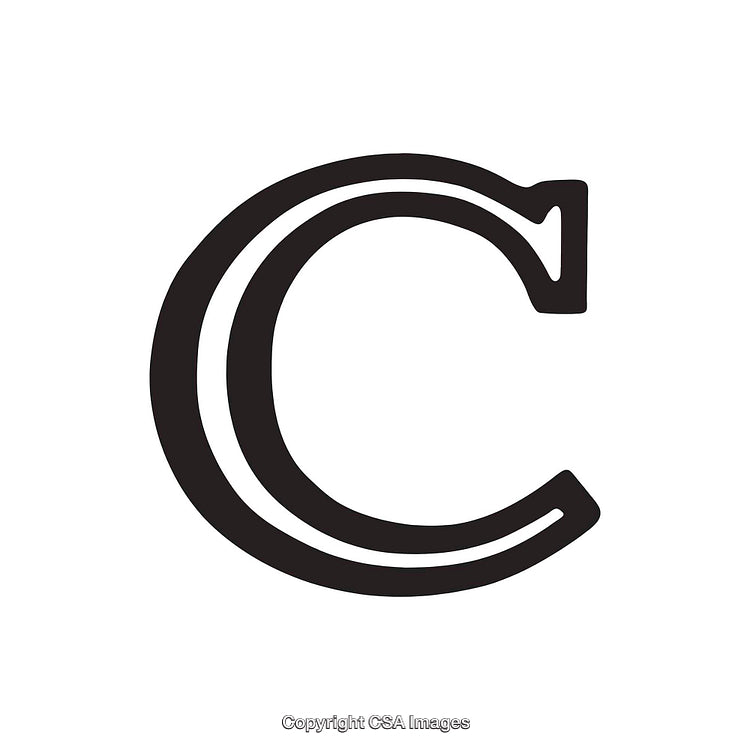 Intricate Design of the Letter 'C' in Bold Monochrome