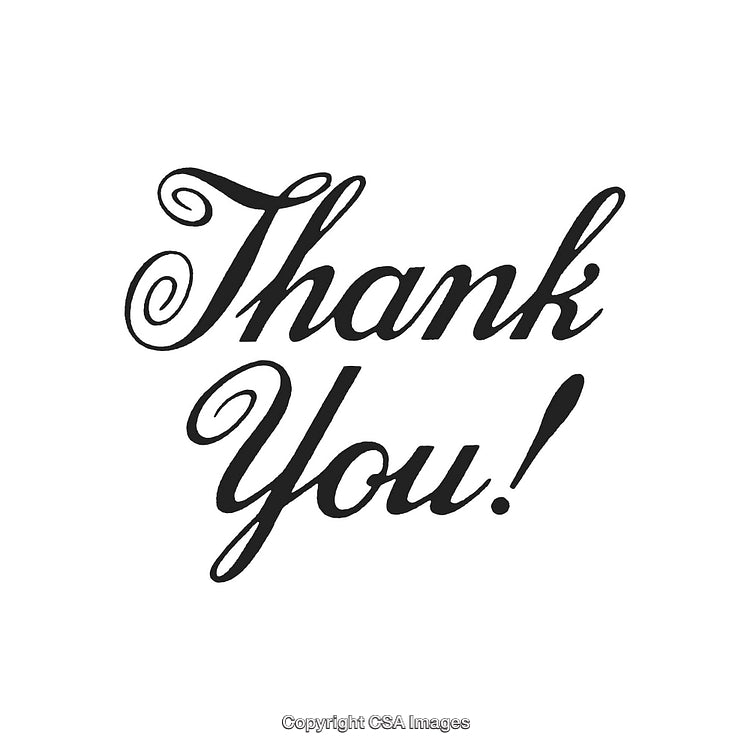 Elegant Black and White Thank You Lettering Typography on White Background