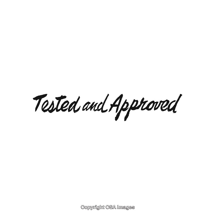 Handwritten Text Illustrating 'Tested and Approved' in Bold Black Script
