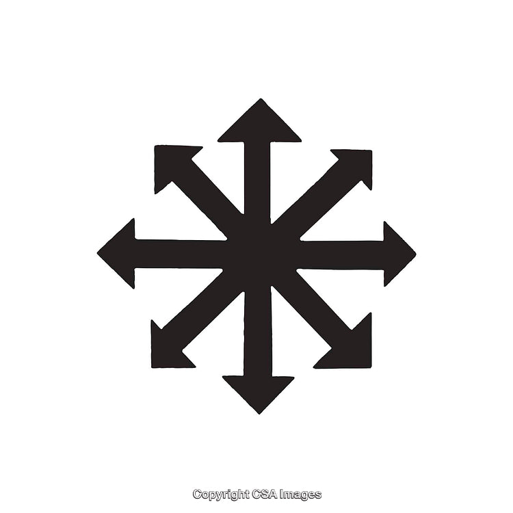 Black-And-White Eight-Arrow Symbol Representing Multiple Directions and Choices