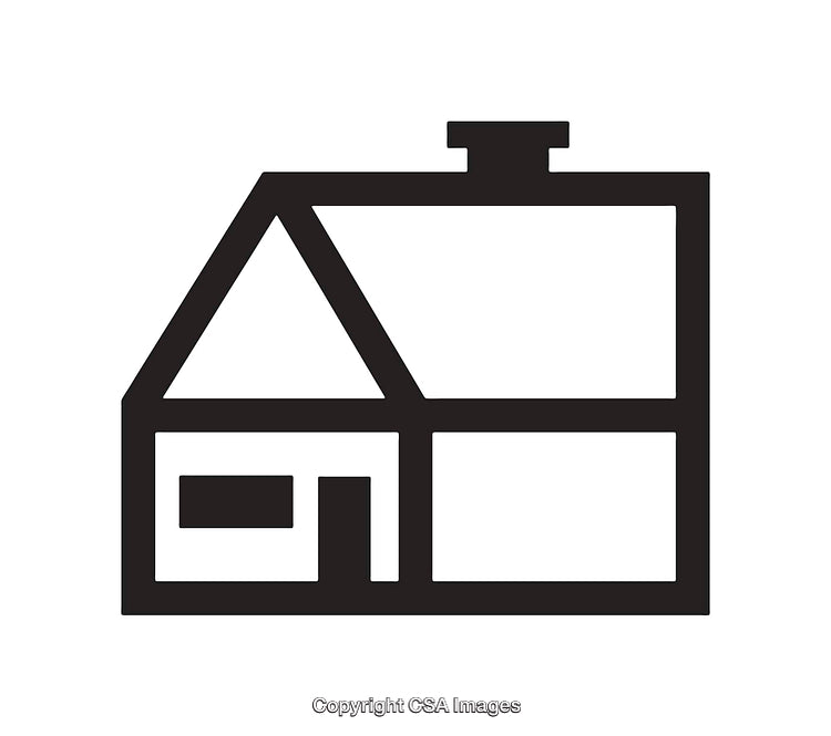 Simple Black and White House Icon with Modern Geometric Design