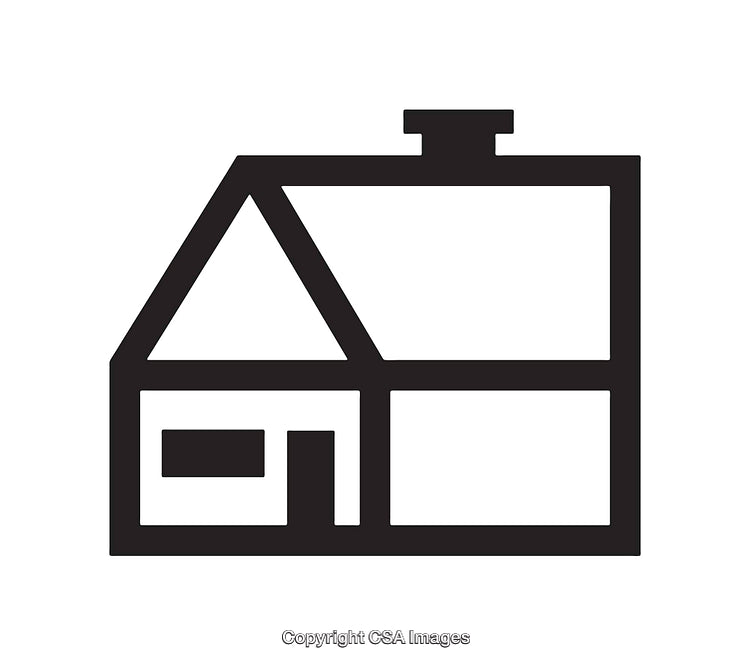 Simple Black and White House Icon with Modern Geometric Design