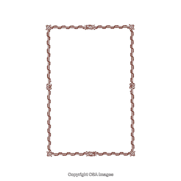 Ornamental Decorative Border with Symmetrical Floral Patterns and Elegant Details