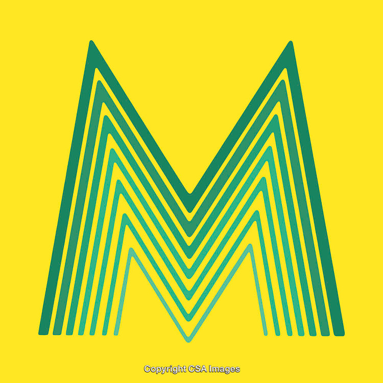 Modern Graphic Representation of Letter M on Yellow Background
