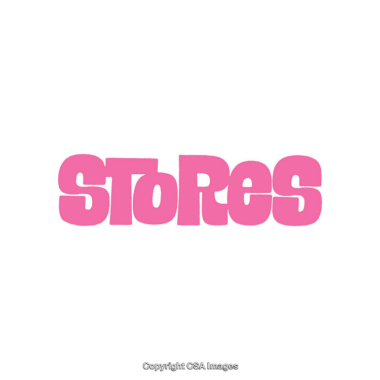 Bright Pink Stylized Typeface Spelling 'Stores' on a Clean Background