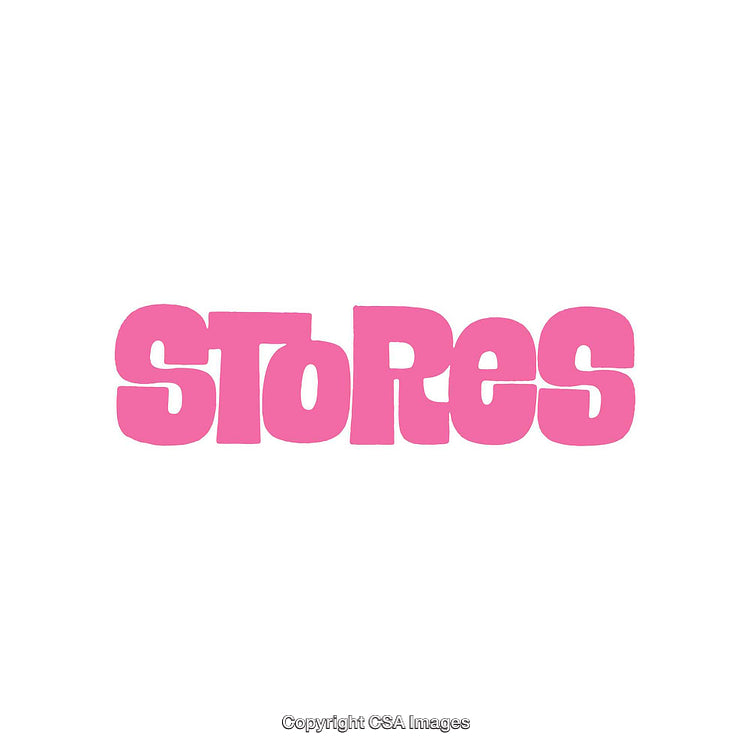 Bright Pink Stylized Typeface Spelling 'Stores' on a Clean Background