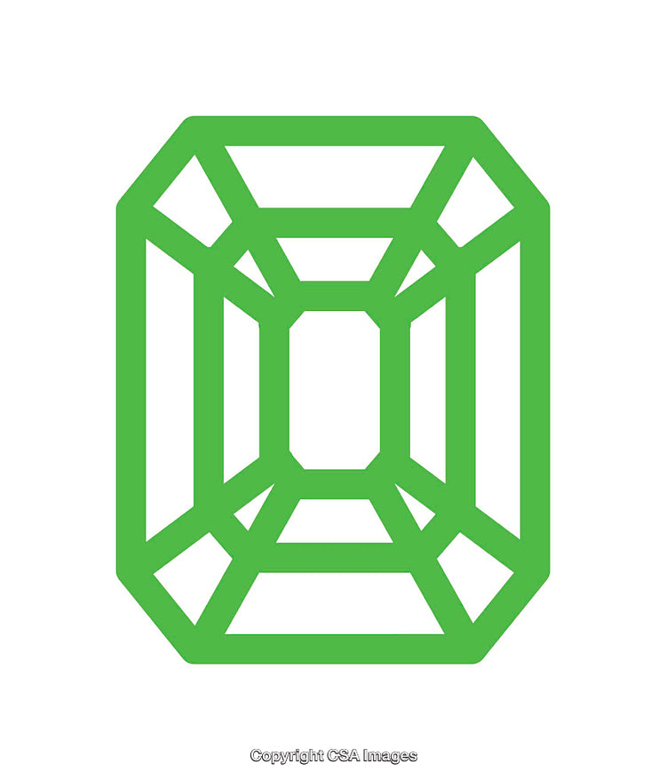 Minimalistic Green Gemstone Icon with Geometric Design and Clean Lines