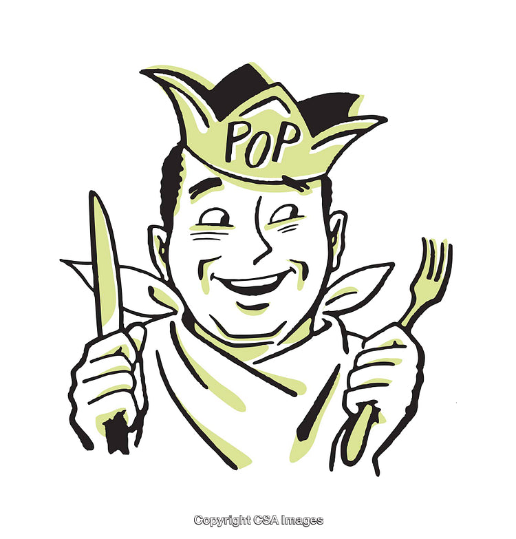 Retro Illustration of a Happy Man Holding Utensils and Wearing a Crown