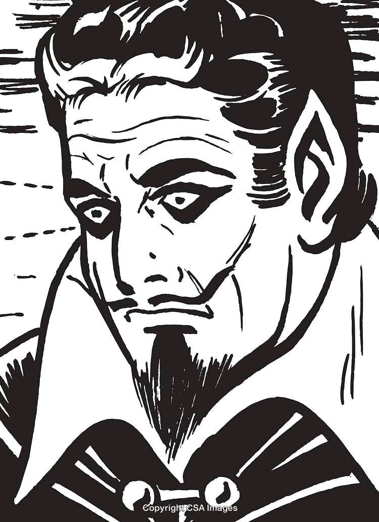 Black and White Portrait of a Mysterious and Dramatic Character