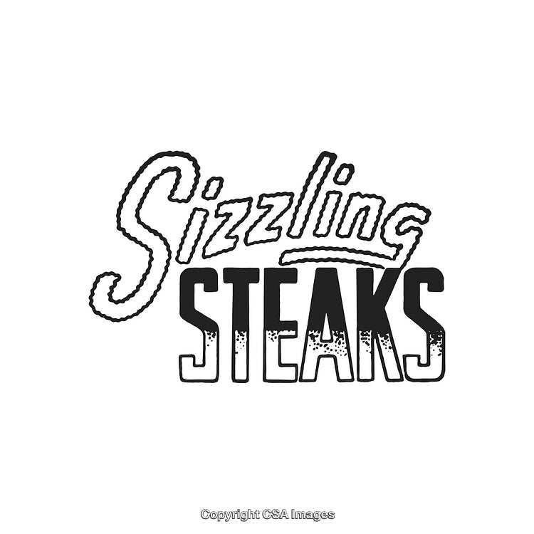Retro Typography Logo Featuring Sizzling Steaks Text in Vintage Style