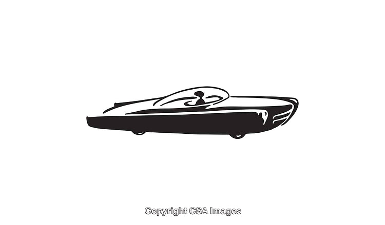 Sleek Car Silhouette Black and White Line Art Illustration