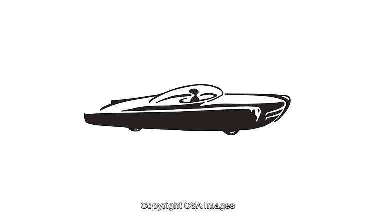 Sleek Car Silhouette Black and White Line Art Illustration