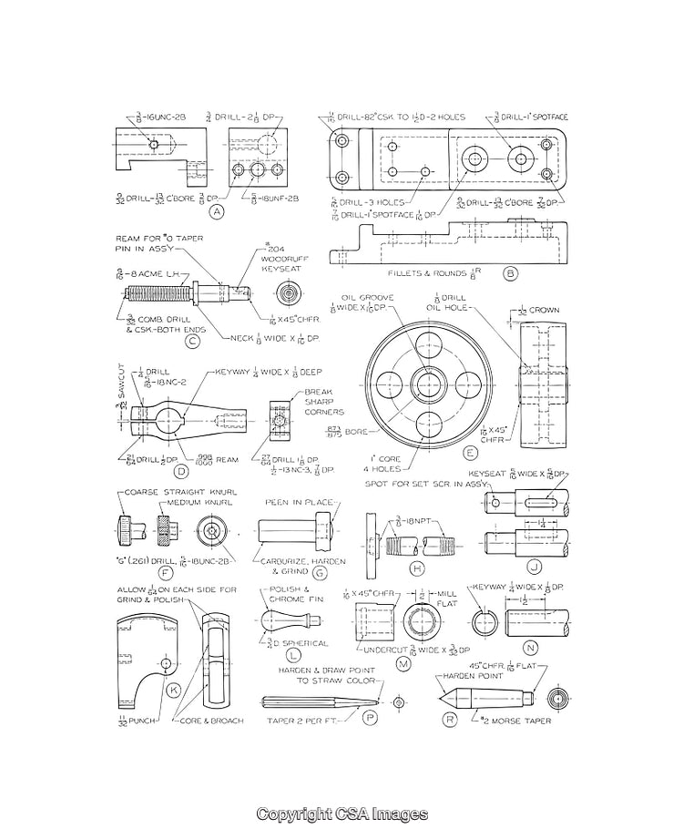 Detailed Technical Engineering Diagrams Depicting Machinery and Mechanical Components