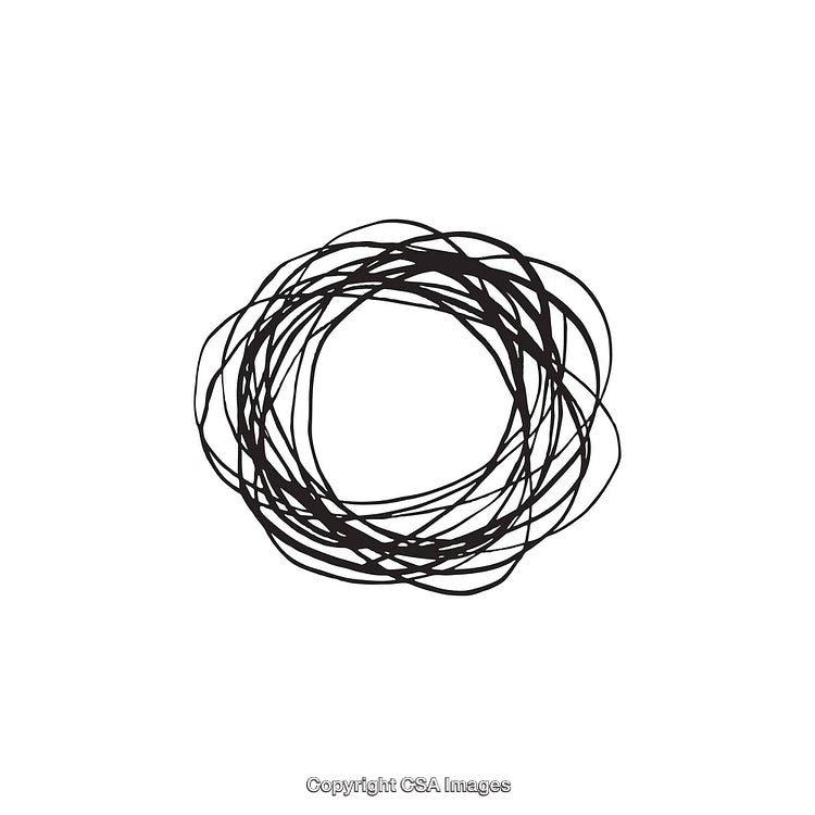 Abstract Black and White Circular Scribble Illustration