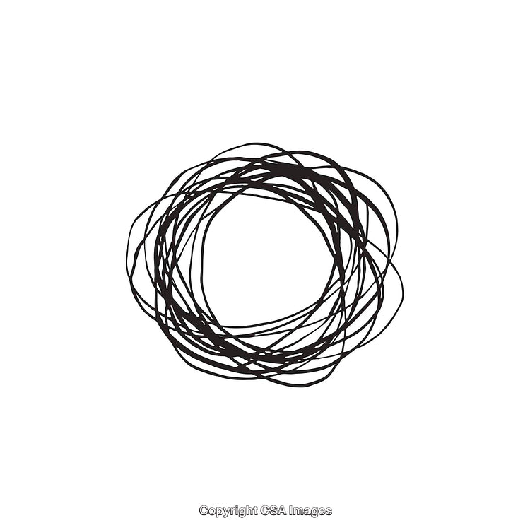 Abstract Black and White Circular Scribble Illustration