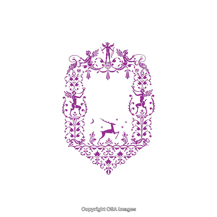 Intricate Purple Mythical Stag Design With Ornate Decorations and Flourishes