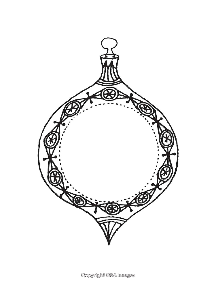 Ornate Black and White Ornament Illustration in Line Art Style