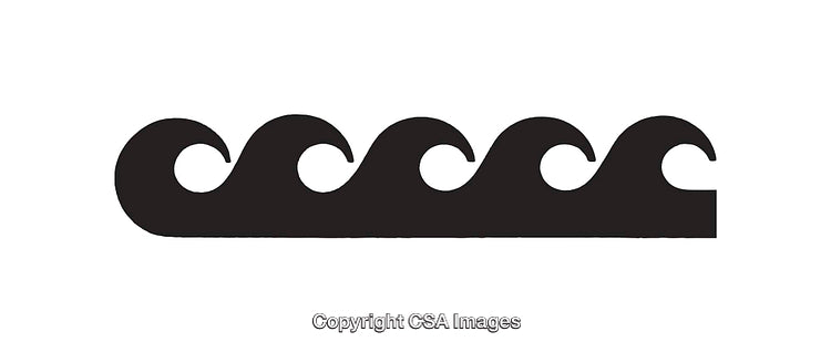 Black and White Vector Illustration of Stylized Ocean Waves