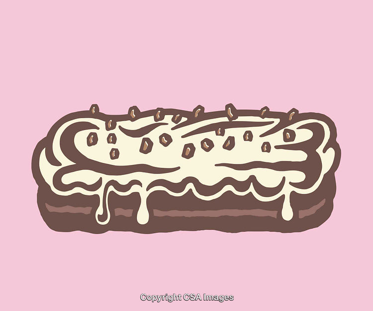 Delicious Chocolate Cream Eclair with Drizzle and Sprinkles Art on Pink Background