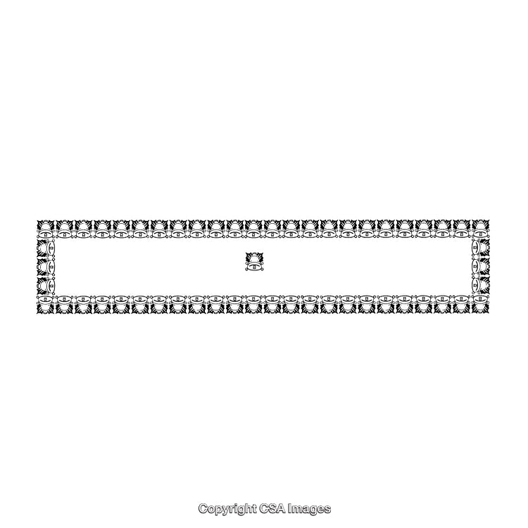 Intricate Black-and-White Border Design with Central Pattern Element
