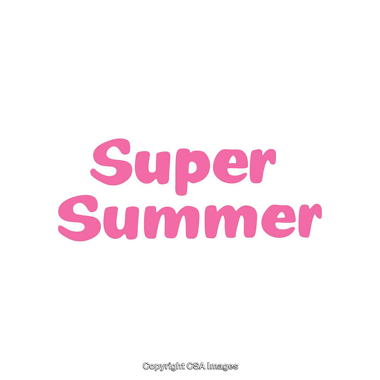 Vibrant Pink Text Displaying 'Super Summer' on Bright White Background