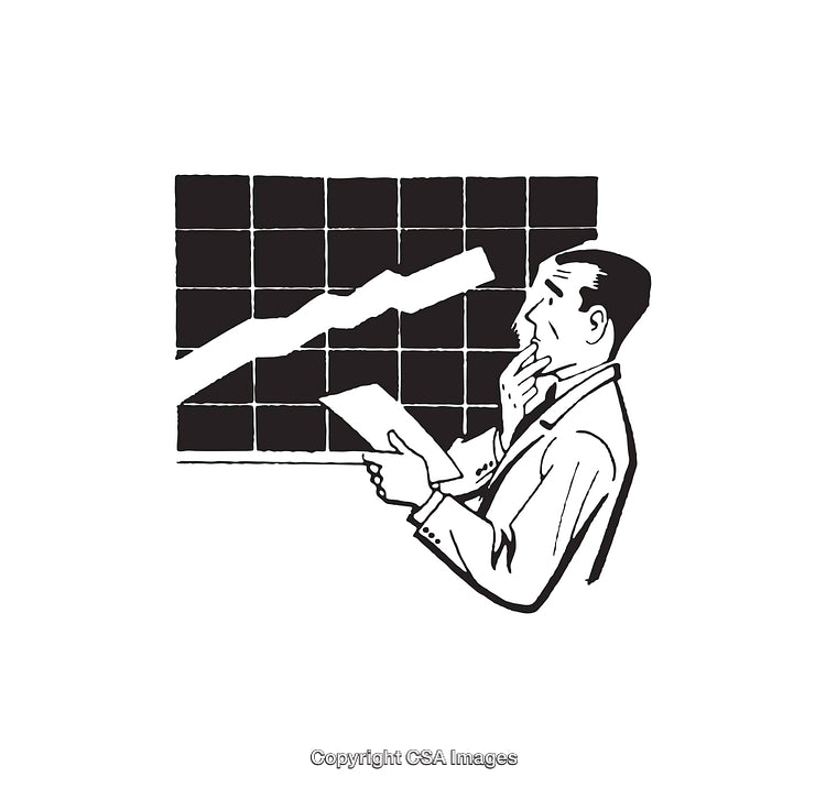 Businessperson Analyzing Growth Chart Illustration in Minimalist Style