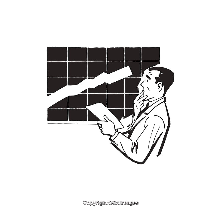 Businessperson Analyzing Growth Chart Illustration in Minimalist Style
