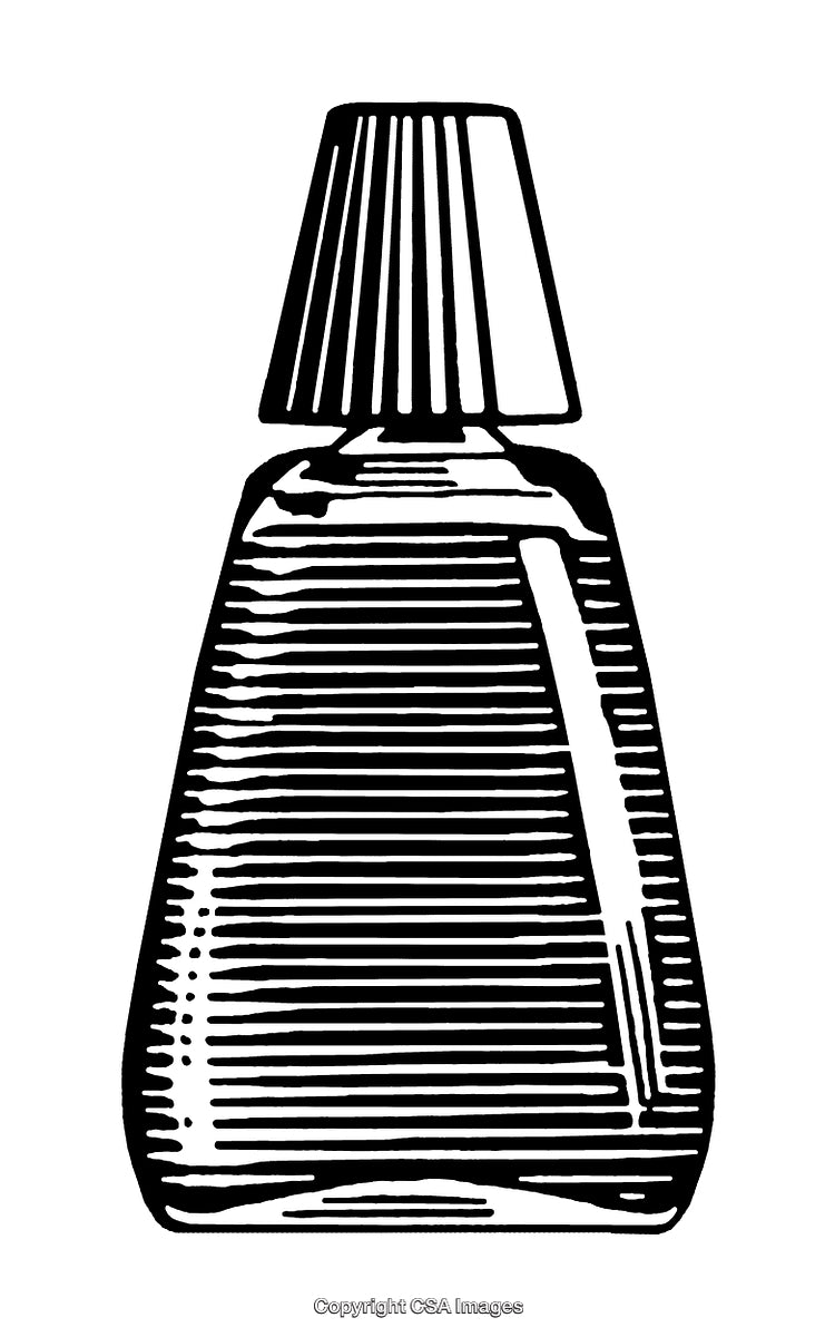 Black And White Engraving of a Perfume Bottle on White Background