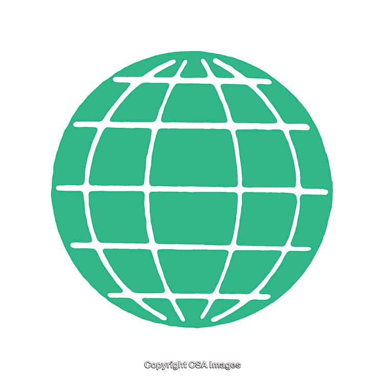 Green Globe Icon Representing Global Network or Connectivity on White
