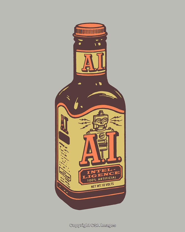 Colorful Illustration of Artificial Intelligence Concept in a Unique Bottle Design