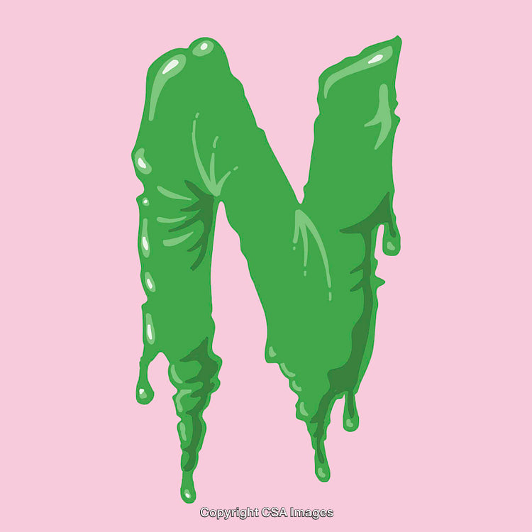 Creative Artistic Green Letter N With Gooey Dripping Texture