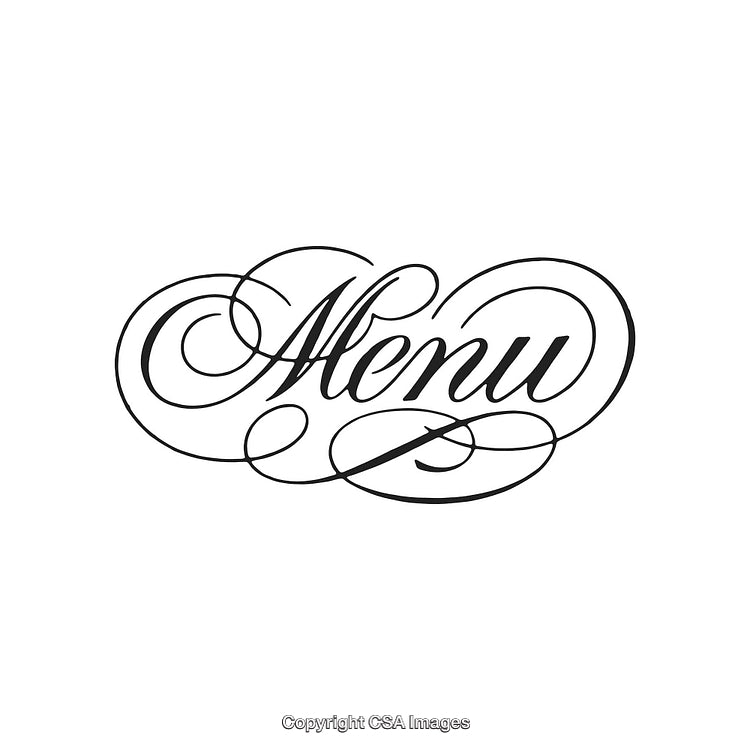 Elegant Calligraphy Design Featuring Ornamental Typography Spelling 'Menu'