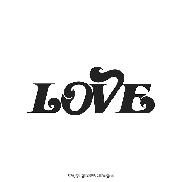 Elegant Black Typography Design Featuring the Word 'Love' in Stylish Swirls