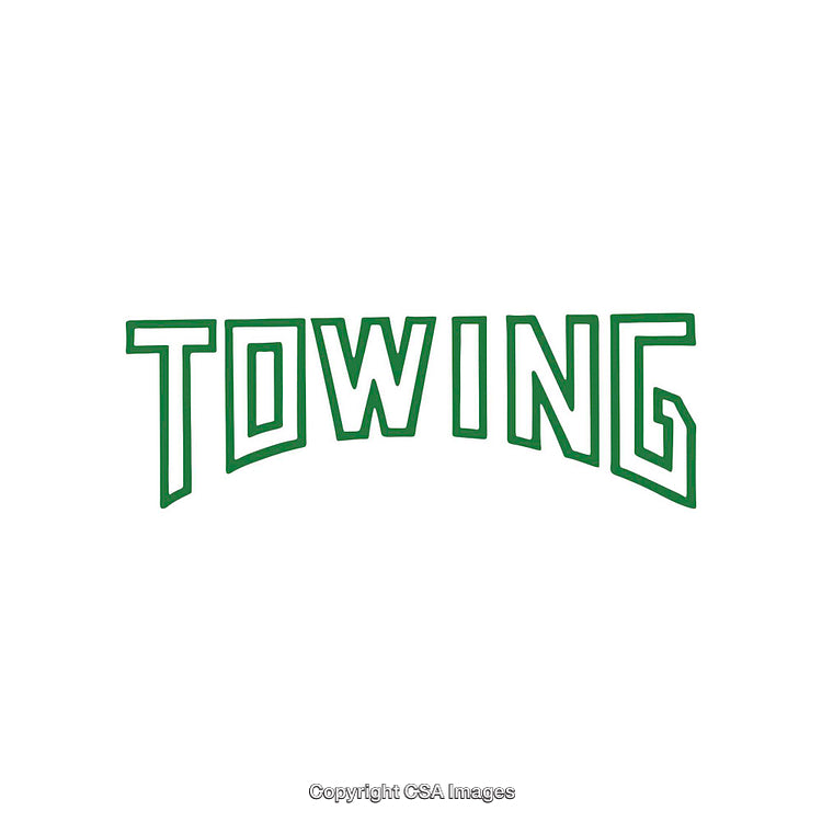 Green Towing Text Design with Bold and Angular Lettering