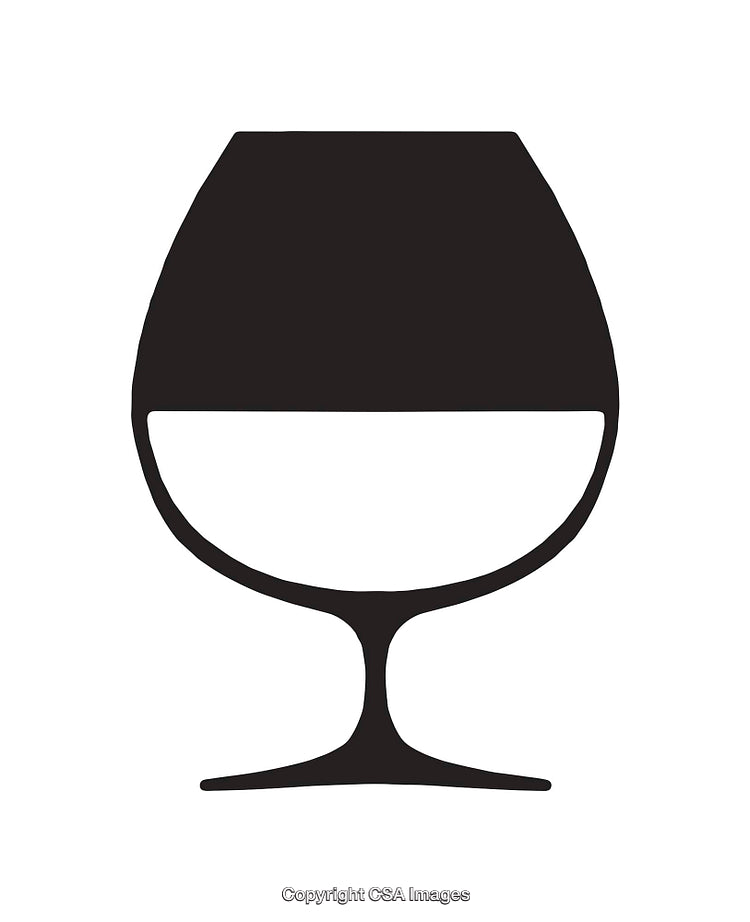 Minimalistic Black and White Line Art of a Wine Glass