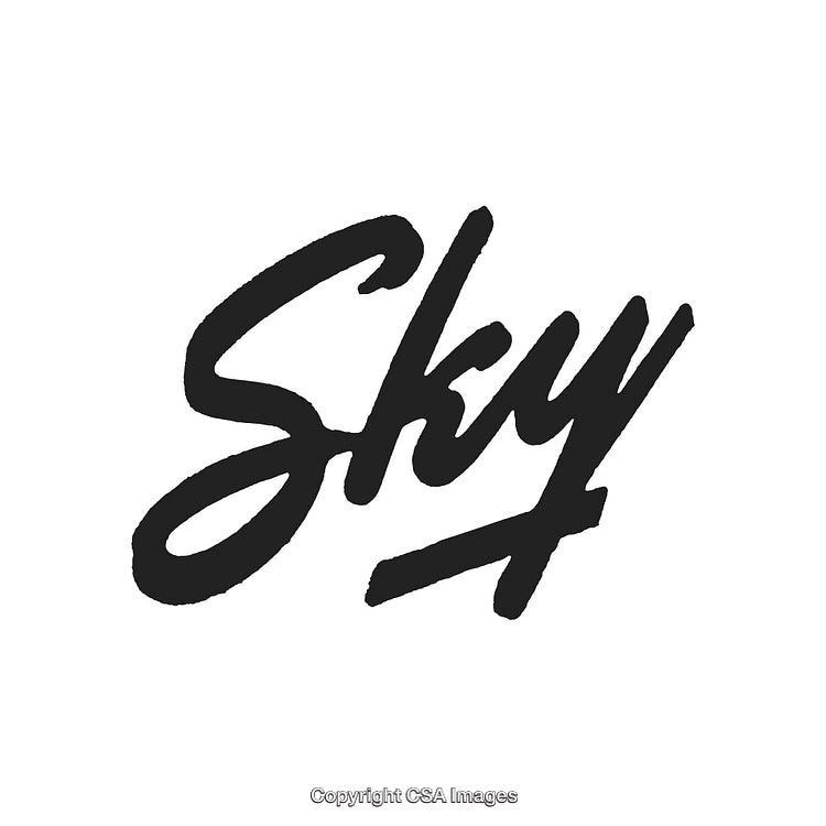 Elegant Handwritten Script Text Featuring the Word 'Sky' on Clean Background