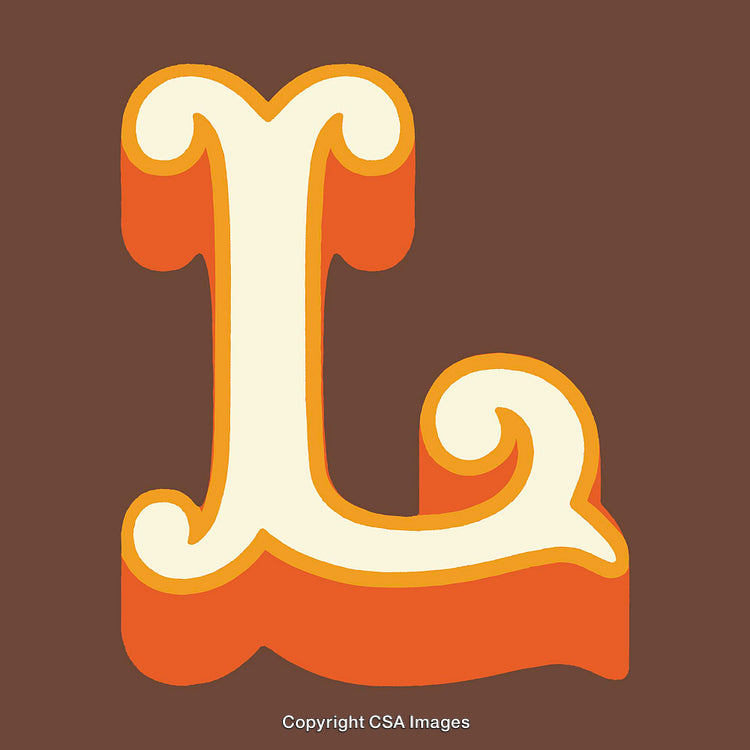 Ornate Letter L in Retro Style with Bold Color Contrasts