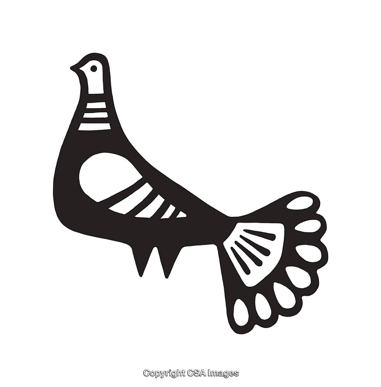 Intricate Black and White Line Art Illustration of a Stylized Bird