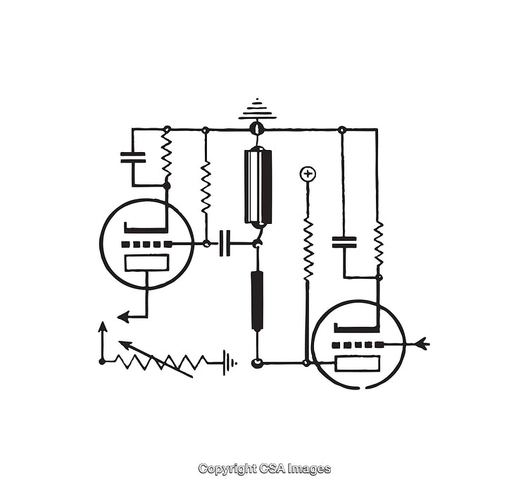 Detailed Black and White Electronic Circuit Diagram Illustration