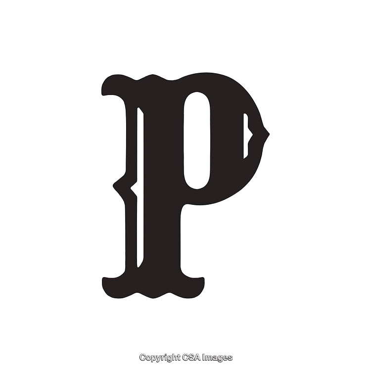 Stylized Black Letter P in Gothic Typography Design