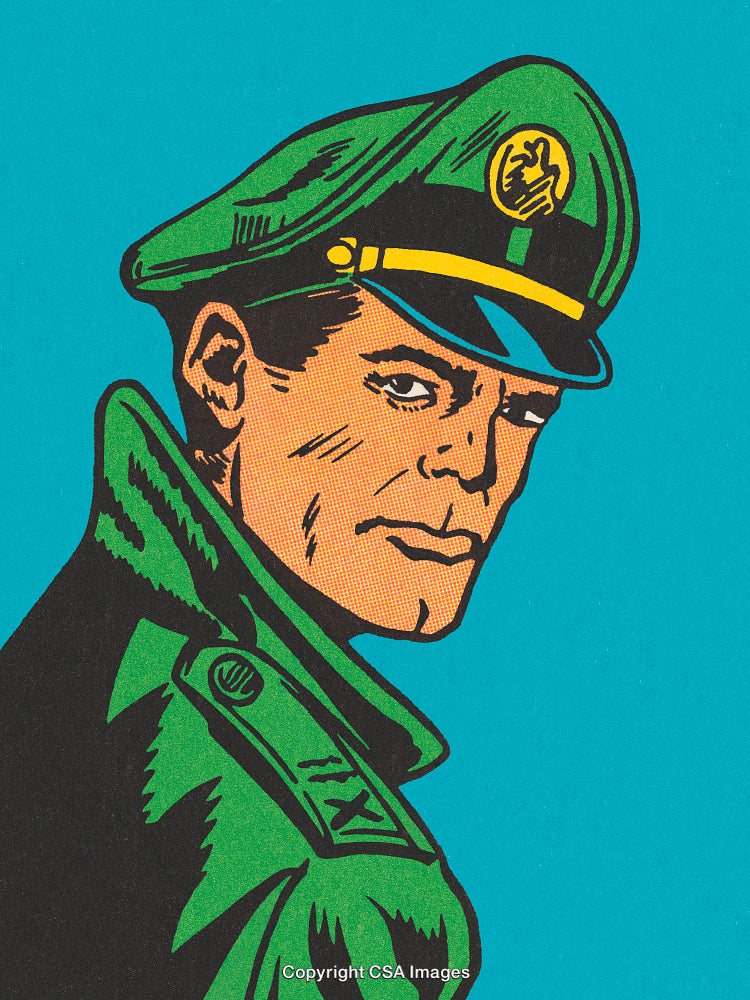 Vintage Comic Style Portrait of a Distinguished Military Officer